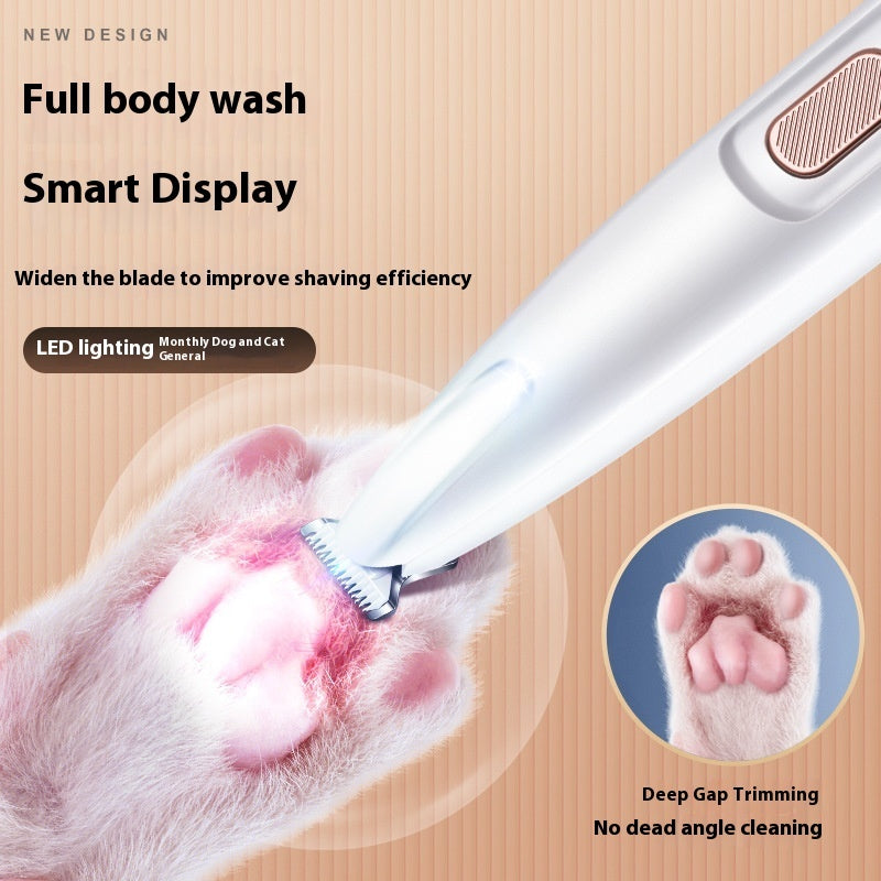 Pets Dog Paw Trimmer With LED Light Fully Waterproof Pet Hair Trimmer With LED Display Dog Clippers For Grooming Widen Blade by F&N Shop