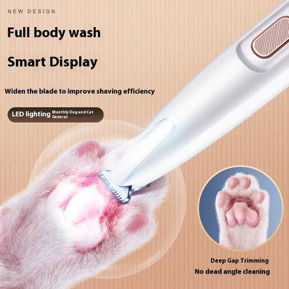 Pets Dog Paw Trimmer With LED Light Fully Waterproof Pet Hair Trimmer With LED Display Dog Clippers For Grooming Widen Blade by F&N Shop