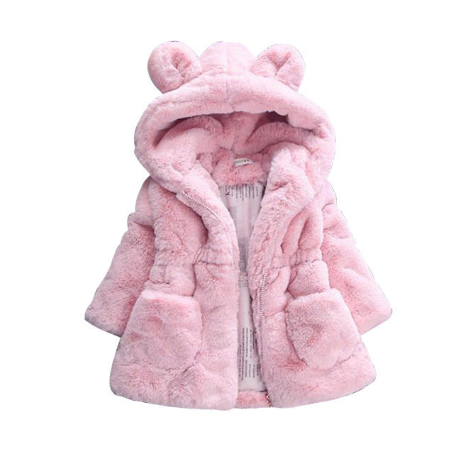 Girls Autumn And Winter Outfit Fur Coat Plus Velvet Thickening by F&N Shop