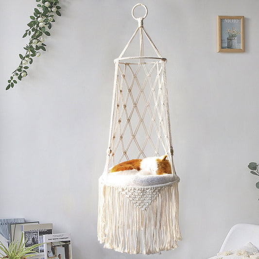 Macrame Hanging Pet Bed Macrame Cat Hammock Wall Hanging Cat Hammock Macrame Cat Bed-Pet Gifts Hammock Macrame Cat Swing by F&N Shop