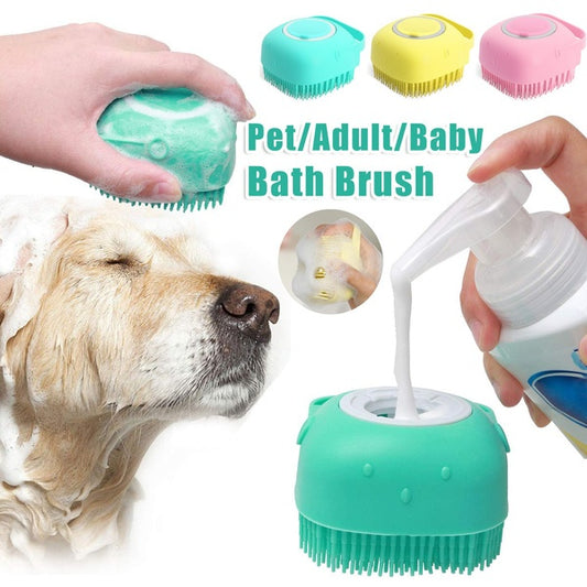 Silicone Dog Bath Massage Gloves Brush Pet Cat Bathroom Cleaning Tool Comb Brush For Dog Can Pour Shampoo Dog Grooming Supplies by F&N Shop