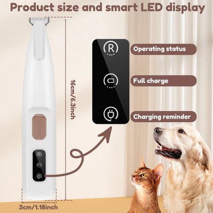 Pets Dog Paw Trimmer With LED Light Fully Waterproof Pet Hair Trimmer With LED Display Dog Clippers For Grooming Widen Blade by F&N Shop