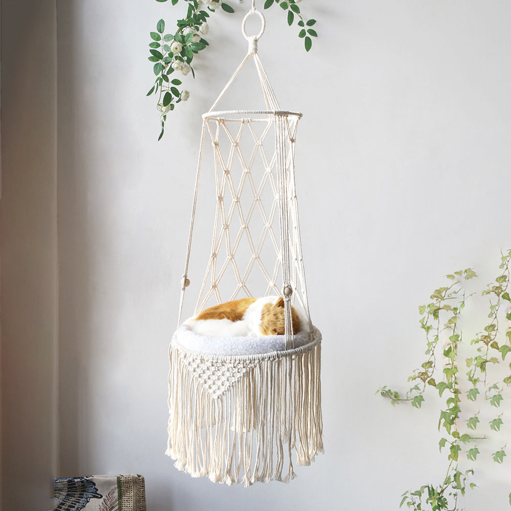 Macrame Hanging Pet Bed Macrame Cat Hammock Wall Hanging Cat Hammock Macrame Cat Bed-Pet Gifts Hammock Macrame Cat Swing by F&N Shop