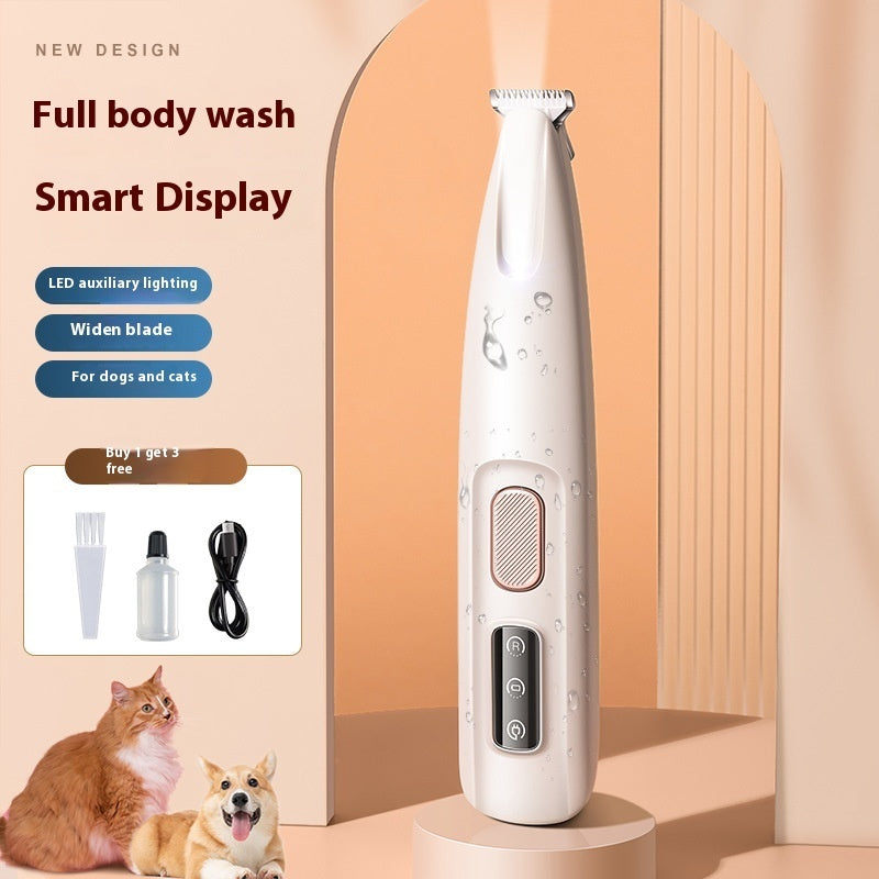 Pets Dog Paw Trimmer With LED Light Fully Waterproof Pet Hair Trimmer With LED Display Dog Clippers For Grooming Widen Blade by F&N Shop