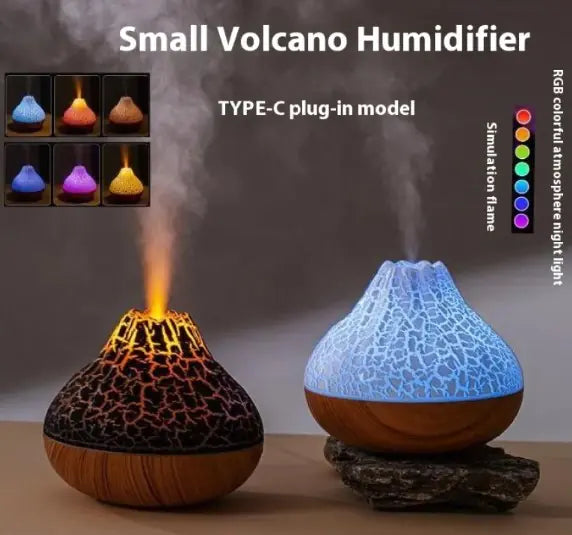 Volcano Párásító Fa Erezetes Ködfény Hét Színű Világítás by F&N Shop