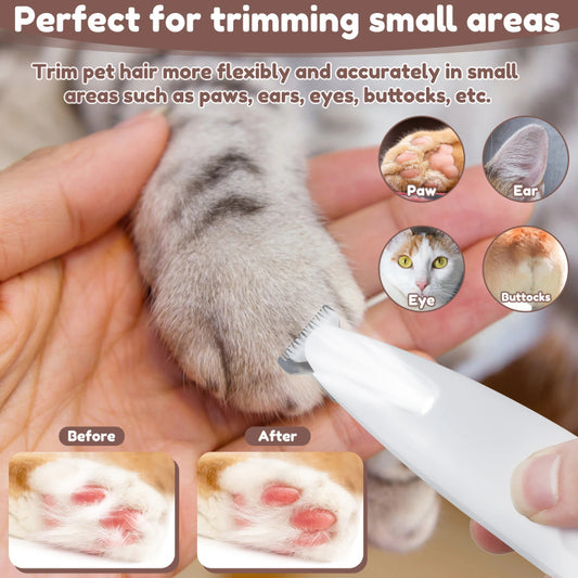 Pets Dog Paw Trimmer With LED Light Fully Waterproof Pet Hair Trimmer With LED Display Dog Clippers For Grooming Widen Blade by F&N Shop
