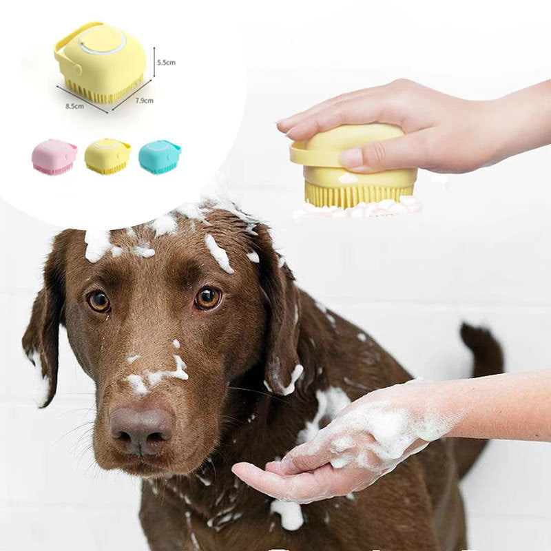 Silicone Dog Bath Massage Gloves Brush Pet Cat Bathroom Cleaning Tool Comb Brush For Dog Can Pour Shampoo Dog Grooming Supplies by F&N Shop