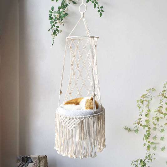 Macrame Hanging Pet Bed Macrame Cat Hammock Wall Hanging Cat Hammock Macrame Cat Bed-Pet Gifts Hammock Macrame Cat Swing by F&N Shop